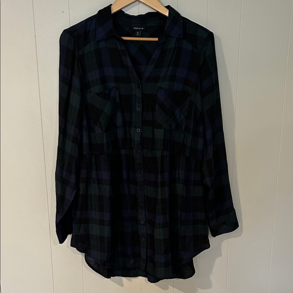 Torrid Black and Blue Plaid Button-Down Shirt Size 0X plus size - Picture 2 of 9
